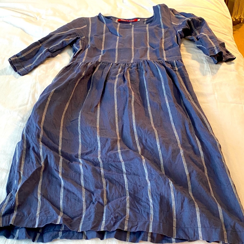 Pyne and smith deep blue casual linen dress